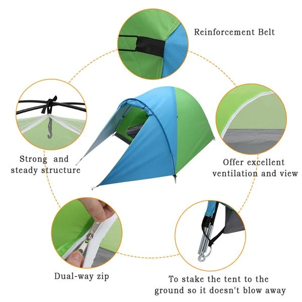 Cheap Goat Tents Double layers Camping Tents High Quality Outdoor Tents 3 4 Person Family Party Picnic Tent Waterproof Instant Cabin Beach Tents   